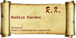 Radics Kardos névjegykártya